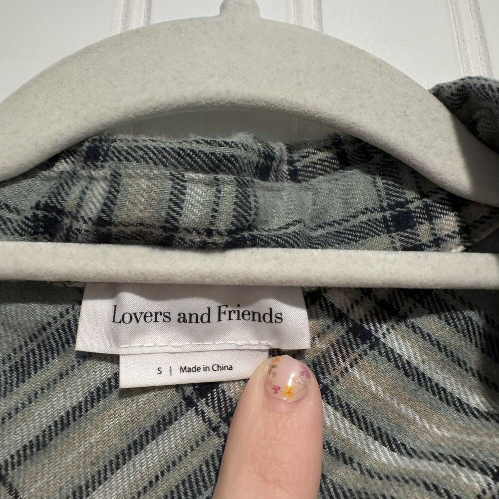 Lovers Friends Gela Oversized Plaid Shirt Sage Green Size Small - Picture 4 of 6